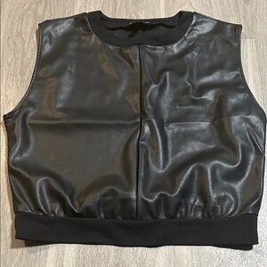 Express Black Faux Leather Sleeveless Crop Top